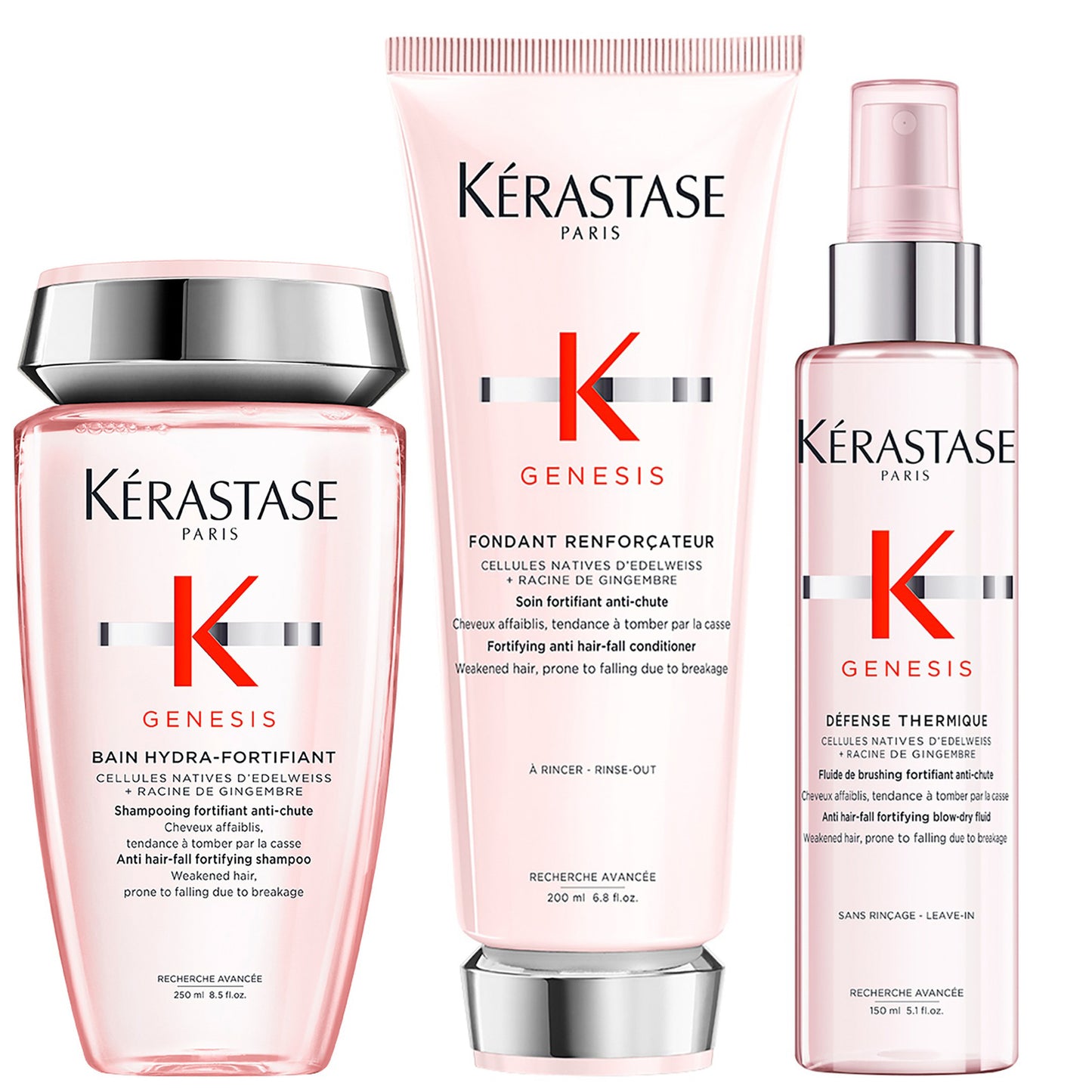 Kérastase  Trio: Genesis Bain Hydra-Fortifiant 250ml, Fondant Renforcateur 200ml & Defense Thermique 150ml