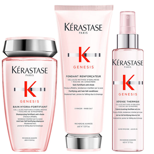 Kérastase  Trio: Genesis Bain Hydra-Fortifiant 250ml, Fondant Renforcateur 200ml & Defense Thermique 150ml