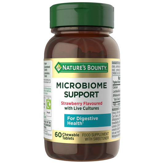 Nature's Bounty Digestive Health Microbiome Support Strawberry Flavoured Chewable Tablets x 60