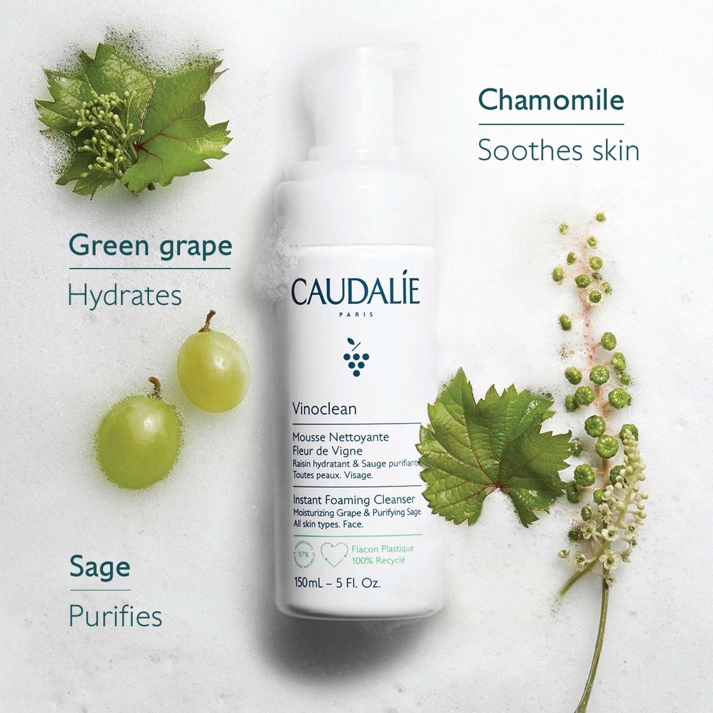 Caudalie Vinoclean Instant Foaming Cleanser 150ml x 2 (Worth £36) - Additional 2