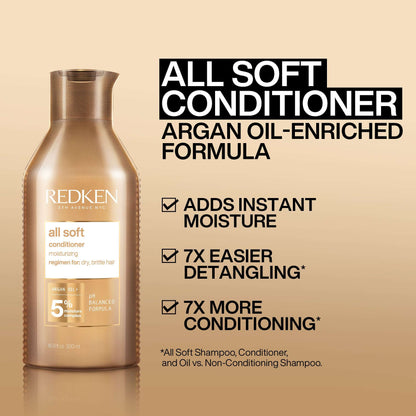 Redken All Soft Conditioner, For Dry Hair, Intense Softness and Shine 300ml - Additional 1