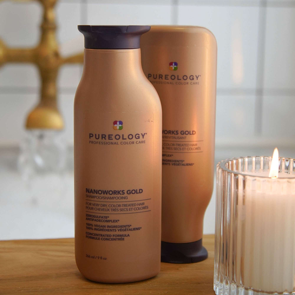 Pureology Nanoworks Gold Shampoo For Dry Tired Colour-Treated Hair, Restores Shine 266ml - Additional 7