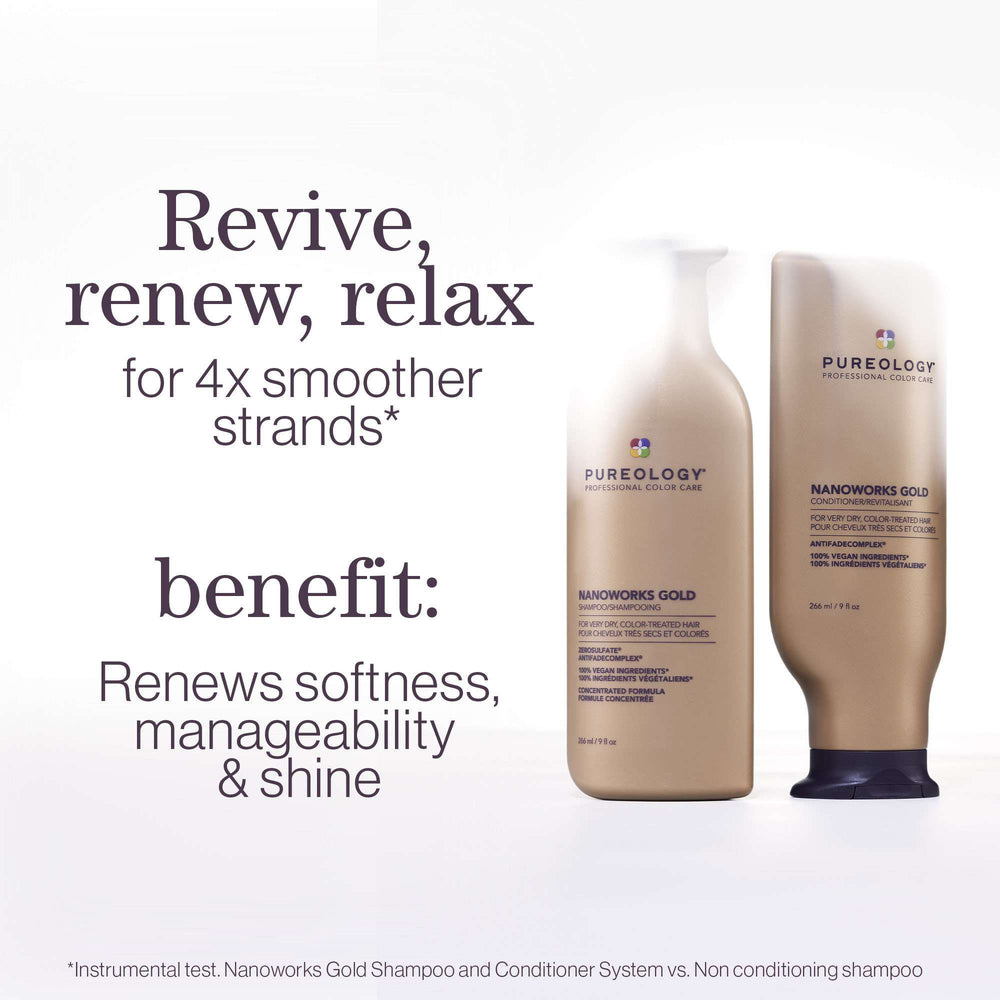 Pureology Nanoworks Gold Conditioner, For Dry Tired Colour-Treated Hair, Restores Shine 266ml - Additional 4