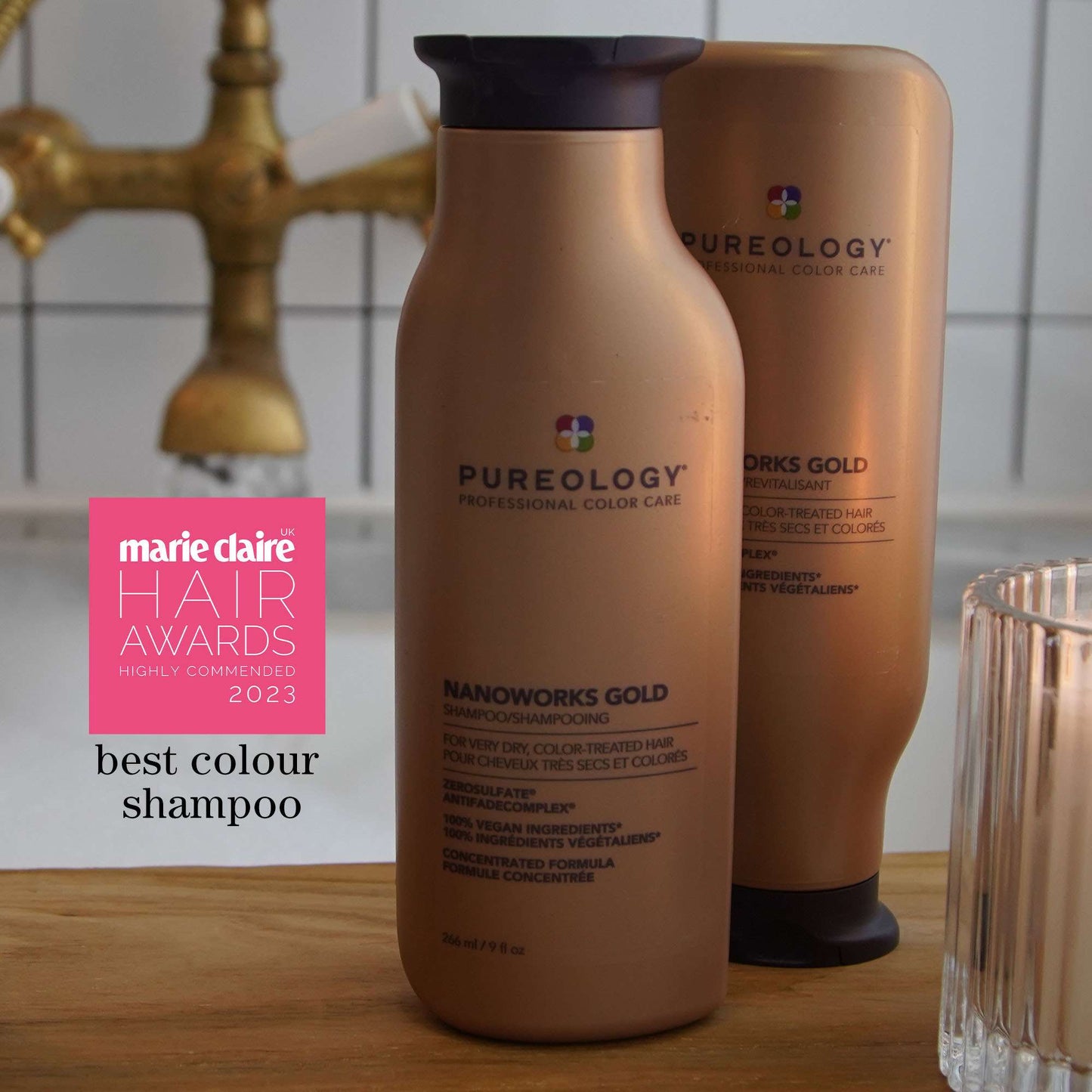 Pureology Nanoworks Gold Conditioner, For Dry Tired Colour-Treated Hair, Restores Shine 266ml - Additional 6