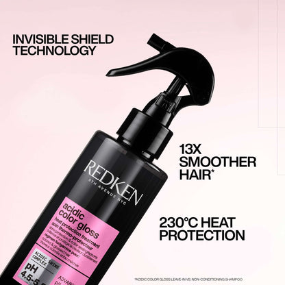 Redken Acidic Color Gloss Heat Protection Leave-In Treatment 230°C Hair Shine Spray 190ml - Additional 1