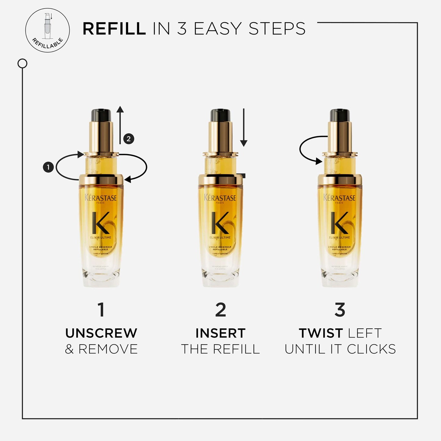 Kérastase Elixir Ultime L'Huile Originale: Iconic Hair Oil Refillable 75ml - Additional 2