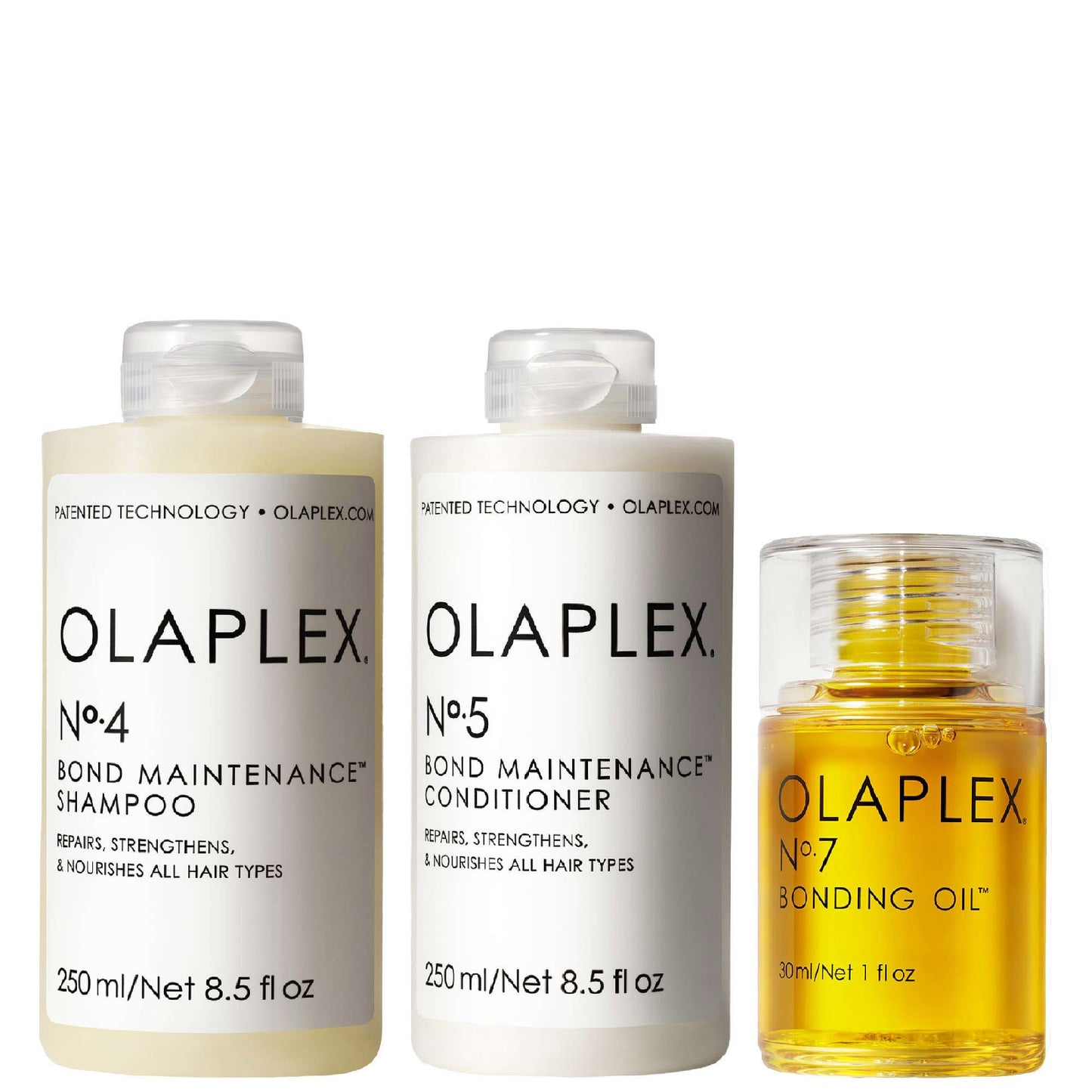 Olaplex  Trio: No.4 Shampoo 250ml, No.5 Conditioner 250ml & No.7 Styling Oil 30ml