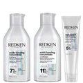 Redken  Trio: Acidic Bonding Concentrate Shampoo 300ml, Conditioner 300ml & Leave-In Treatment 150ml