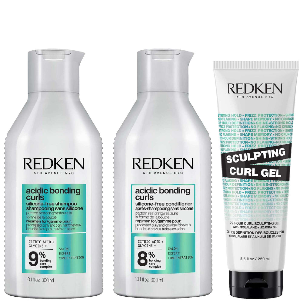 Redken  Trio: Acidic Bonding Curls Shampoo 300ml, Conditioner 300ml & Sculpting Curl Gel 250ml