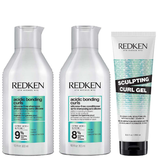 Redken  Trio: Acidic Bonding Curls Shampoo 300ml, Conditioner 300ml & Sculpting Curl Gel 250ml