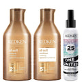 Redken  Trio: All Soft Shampoo 300ml, Conditioner 300ml & One United Treatment 150ml
