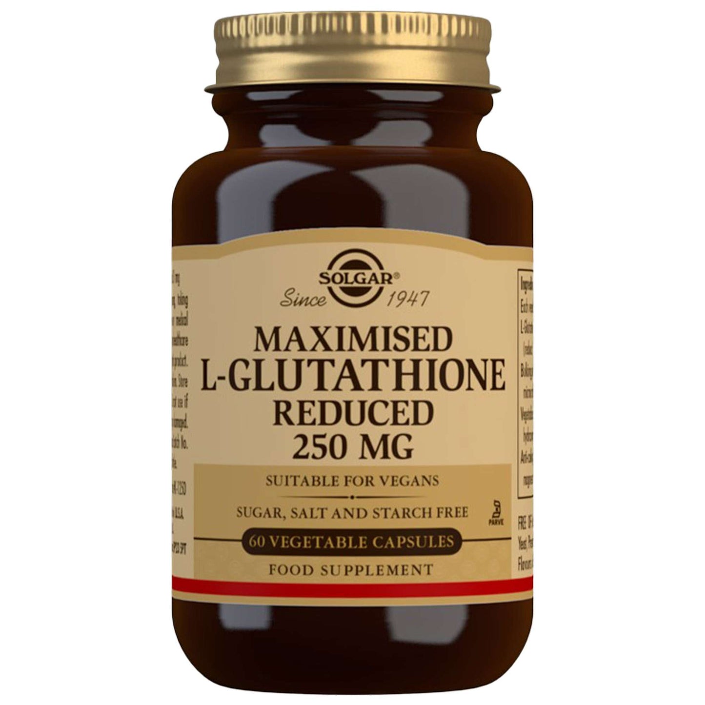 Solgar Antioxidants Maximised L-Glutathione Reduced 250mg Vegetable Capsules x 60 - Additional 1