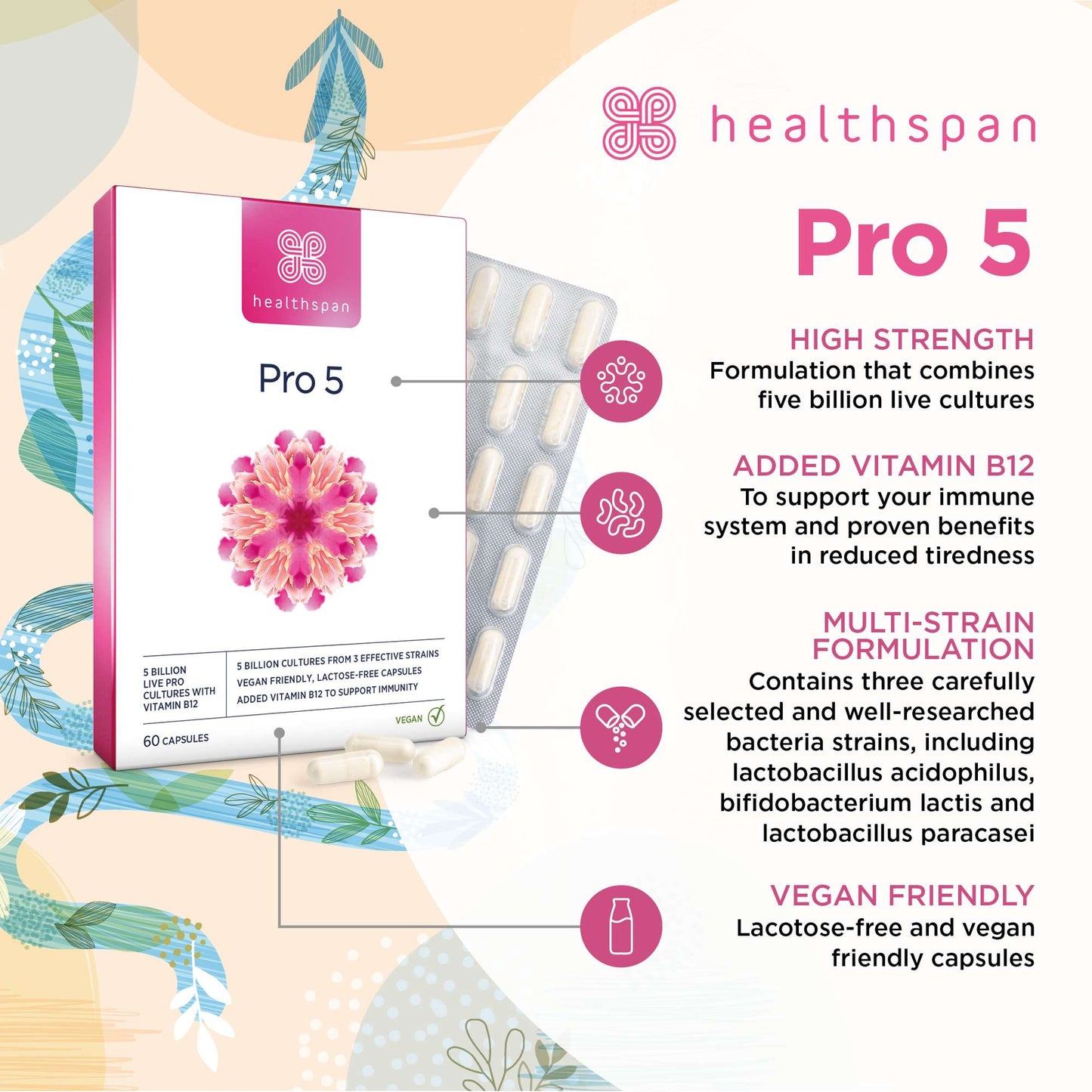 Healthspan Vitamins & Supplements Pro 5 Capsules x 60 - Additional 2