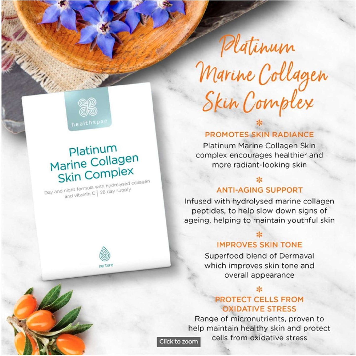 Healthspan Collagen  Platinum Marine Collagen Skin Complex x 28 Capsules & x 28 Tablets - Additional 2