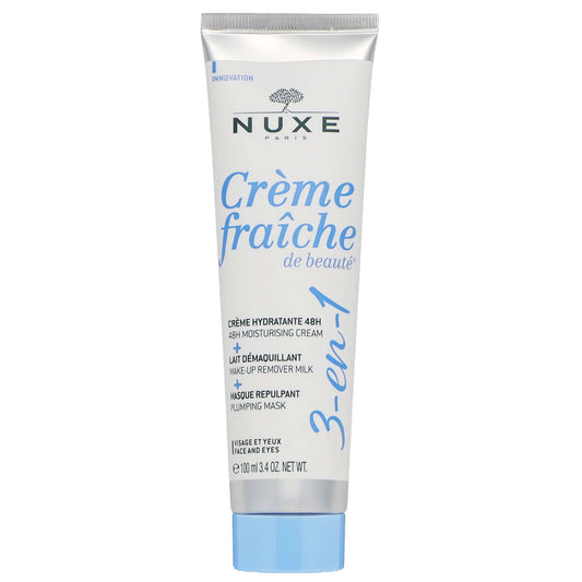 Nuxe Crème Fraîche de Beauté 3-in-1, 48h Moisturizing Cream, Make-Up Remover Milk, Plumping Mask 100ml