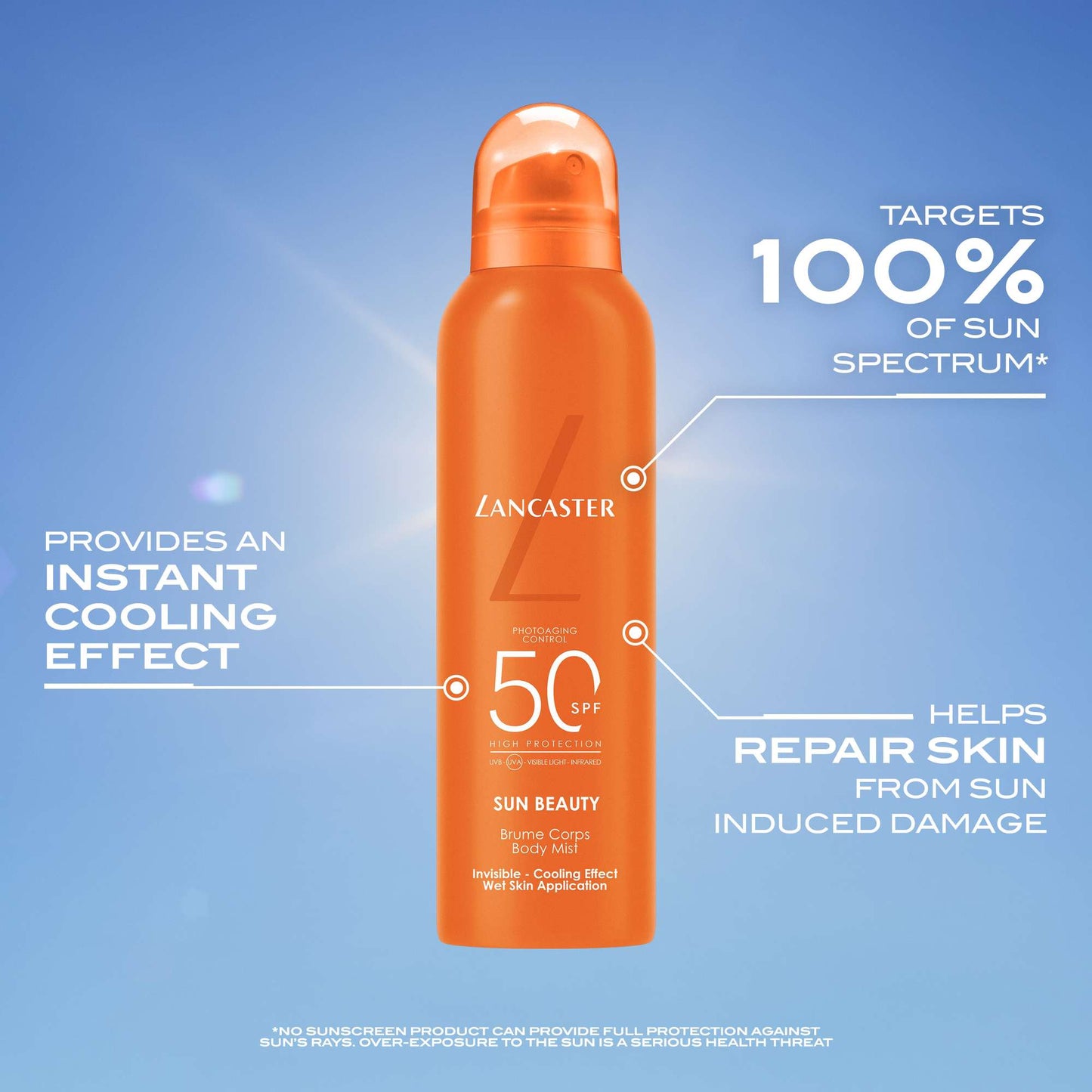 Lancaster Sun Sport  Cooling Invisible Mist Wet Skin Application for Body SPF50 200ml - Additional 1