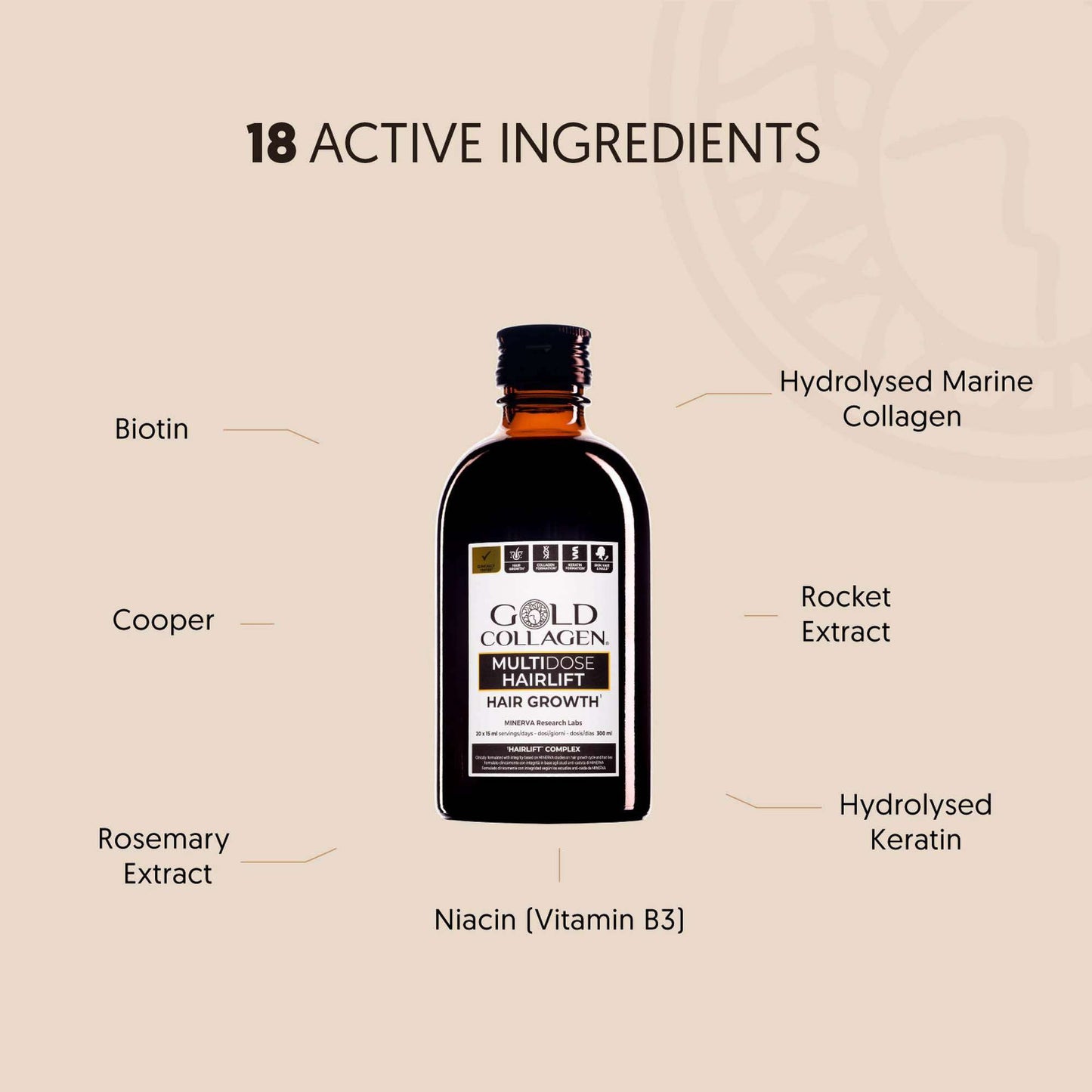Gold Collagen Liquid Supplement Hair Growth Liquid Supplement 20 x 15ml - Additional 1