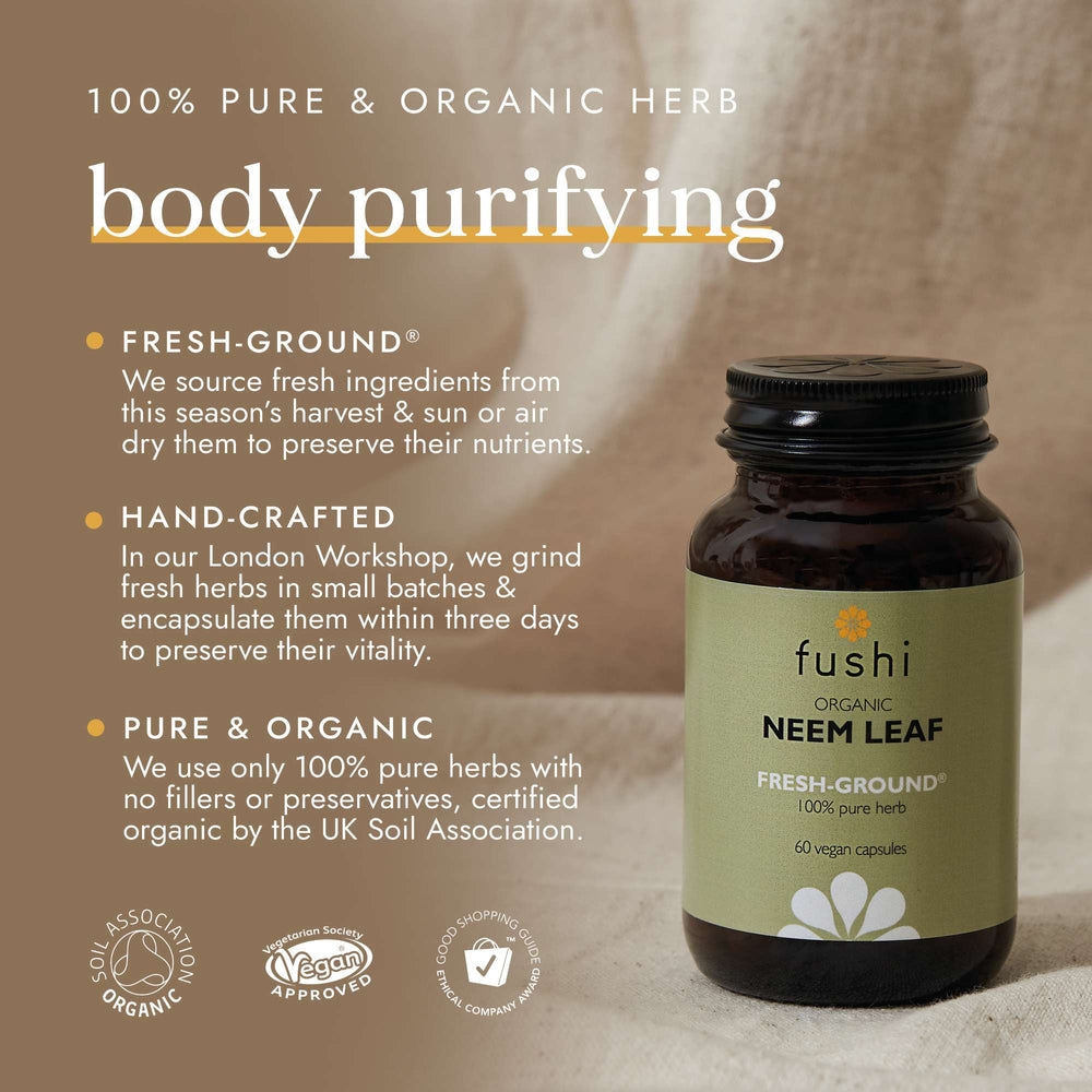 Fushi Single Herb Supplements Organic Neem Leaf x 60 Capsules - Additional 1