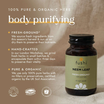 Fushi Single Herb Supplements Organic Neem Leaf x 60 Capsules - Additional 1