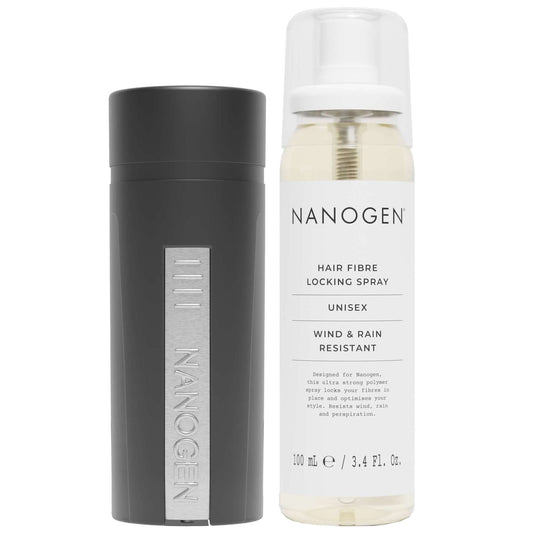 Nanogen  Duo: Keratin Hair Fibres 2 Month Black 30g & Hair Fibre Locking Spray 100ml