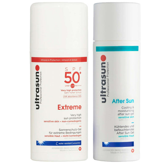 Ultrasun  Duo: Extreme Very High Sun Protection for Sensitive Skin SPF50+ 100ml & Aftersun Gel 150ml
