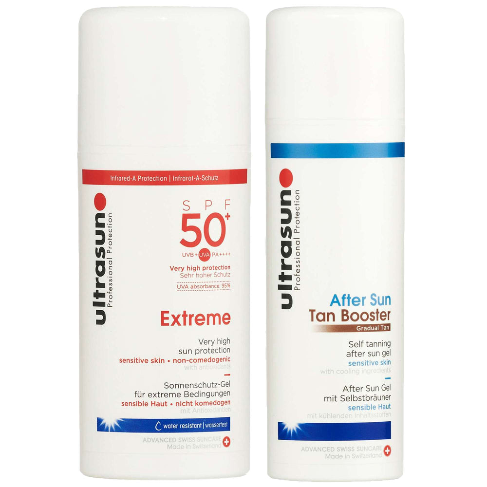 Ultrasun  Duo: Extreme Very High Sun Protection for Sensitive Skin SPF50+ 100ml & Tan Booster 150ml
