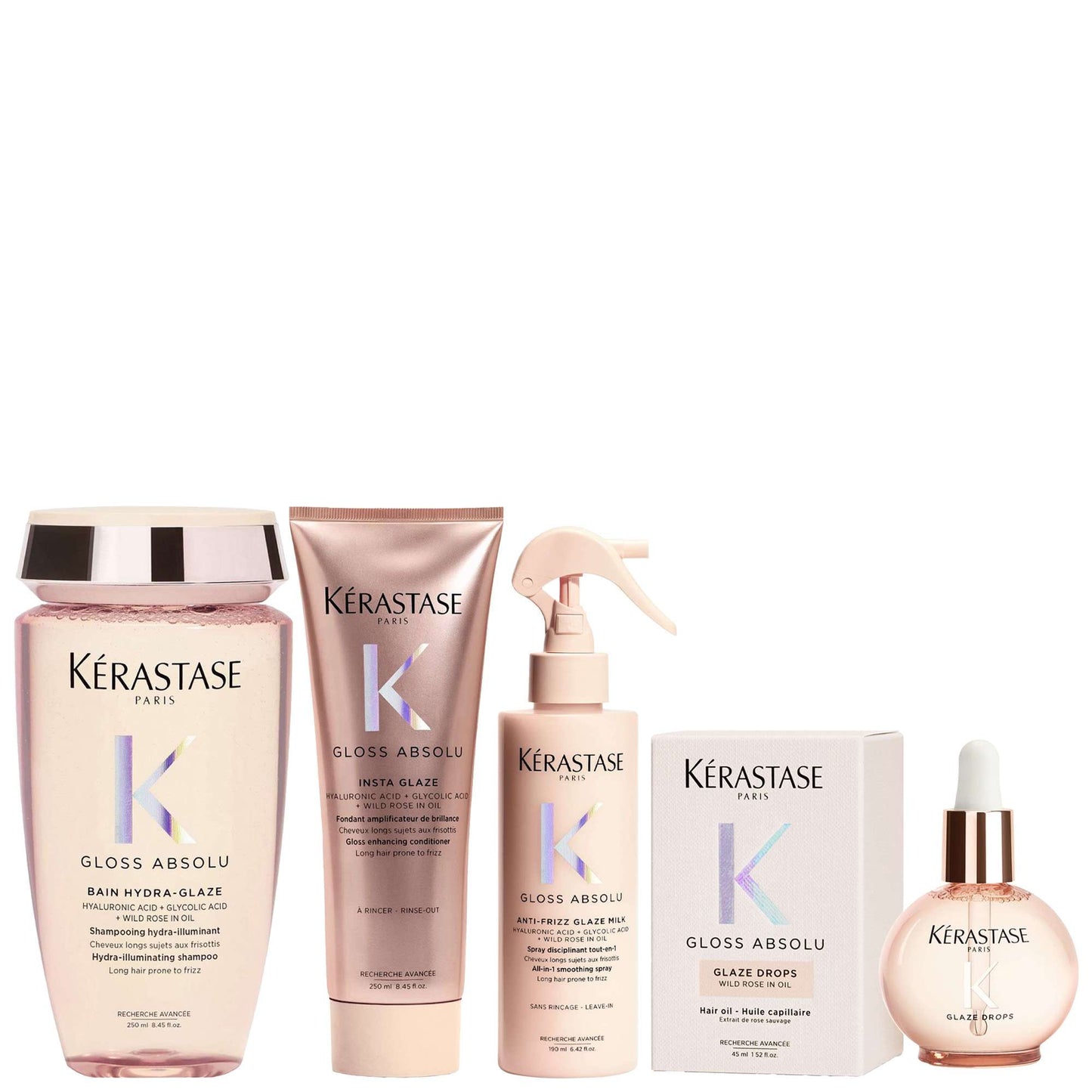 Kérastase  Set: Gloss Absolu Shampoo, Conditioner, Hair Treatment Spray and Glaze Drops