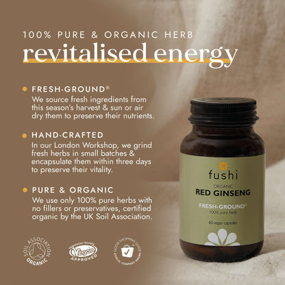 Fushi Single Herb Supplements Organic Red Ginseng x 60 Capsules - Additional 2