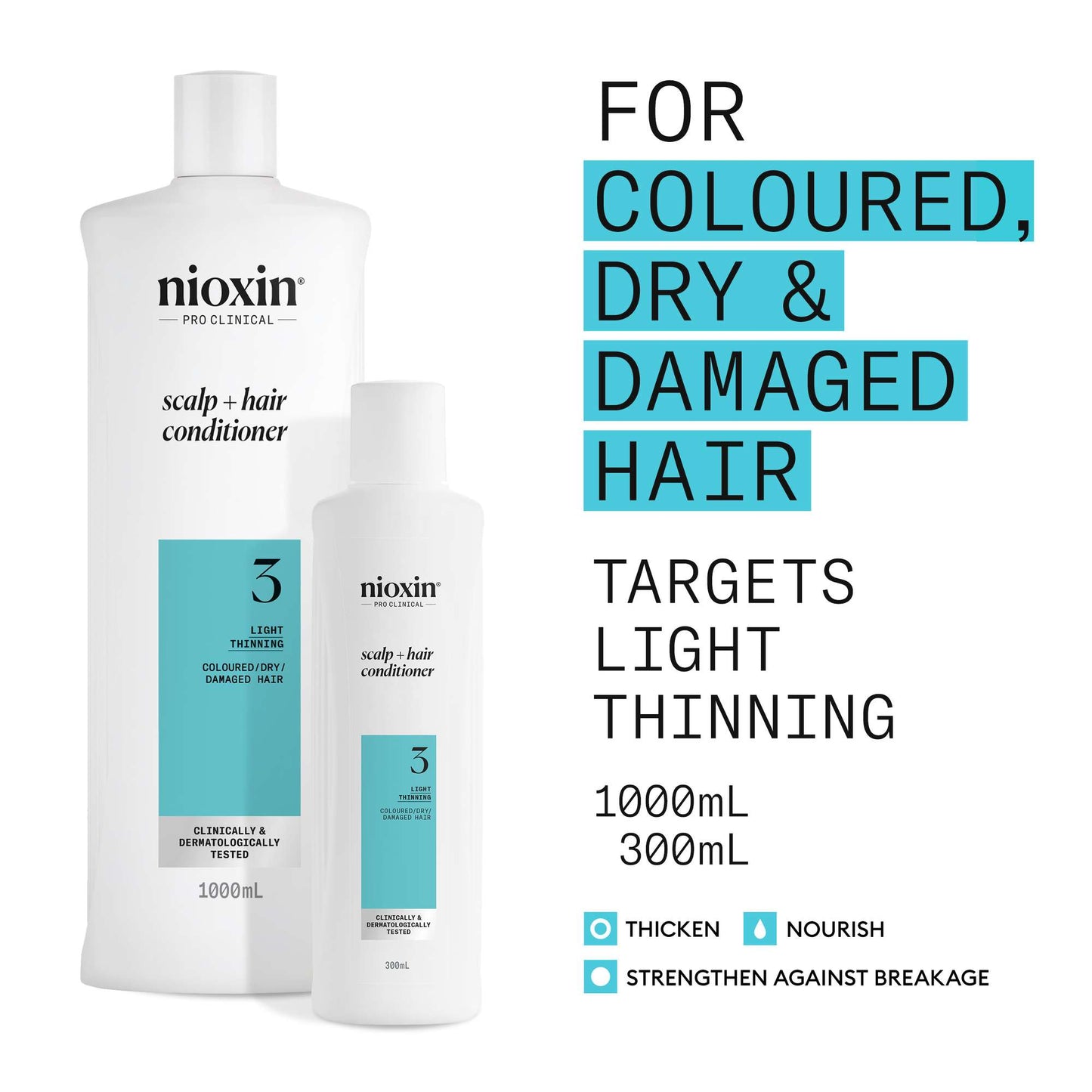 Nioxin Pro Clinical System 3 Conditioner for Coloured Hair with Light Thinning 300ml - Additional 1
