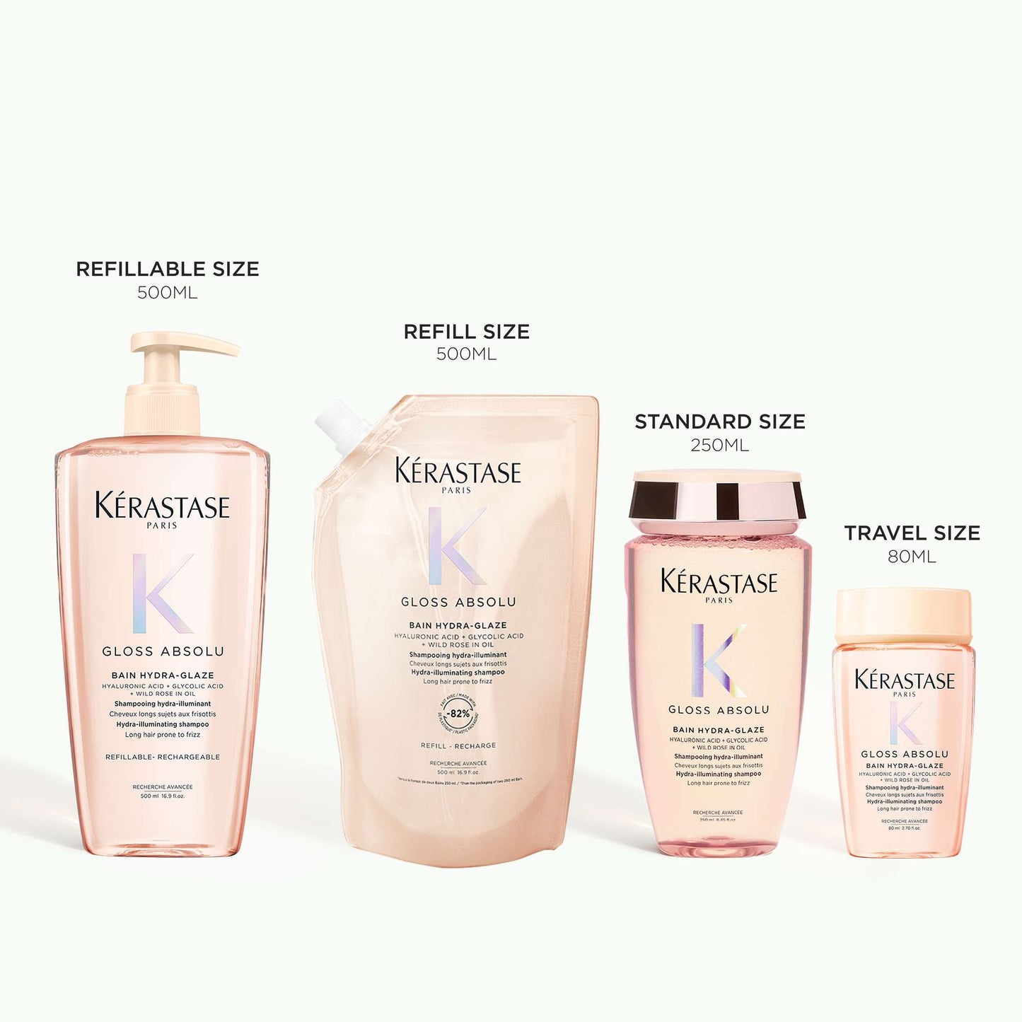 Kérastase Gloss Absolu Shampoo for All Hair Types with Glycolic Acid, Hyaluronic Acid & Wild Rose 80ml (Launch 01.09.2025) - Additional 5