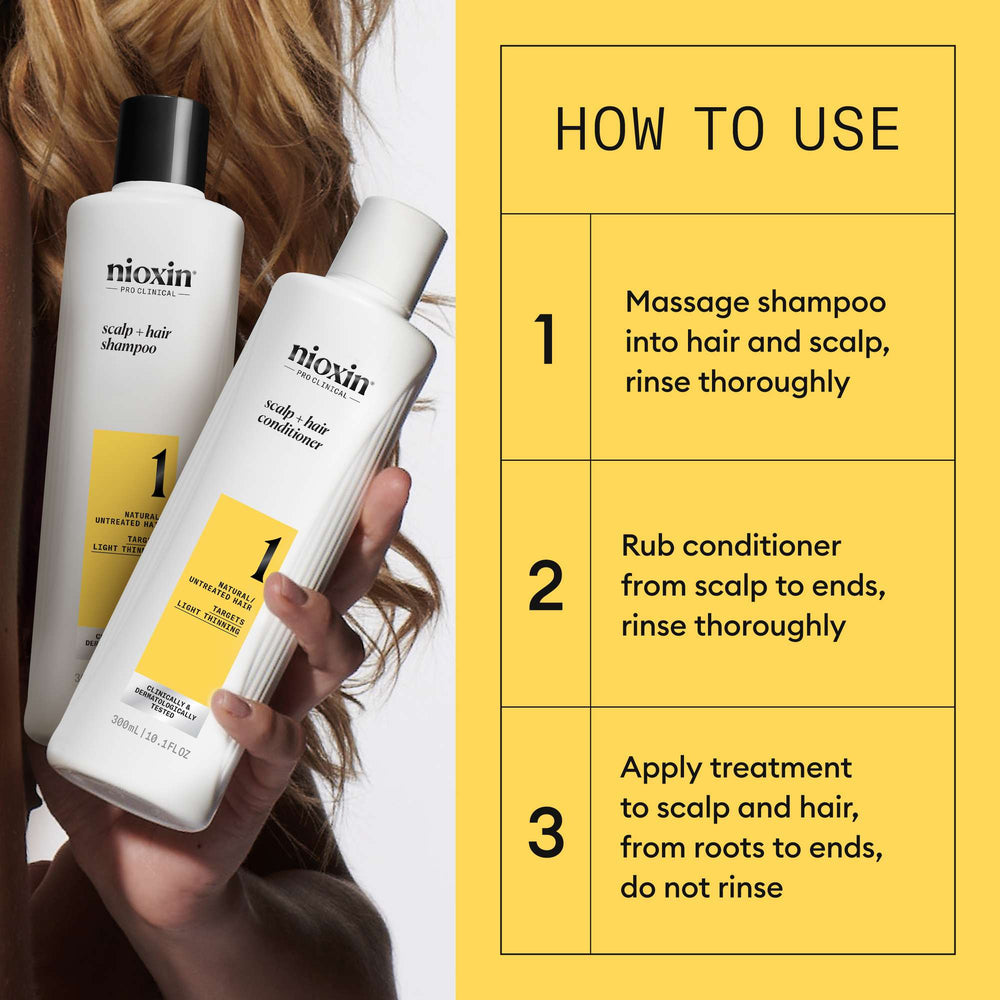 Nioxin Pro Clinical Gifts & Sets System 1 Trial Kit for Natural Hair with Light Thinning - Additional 4