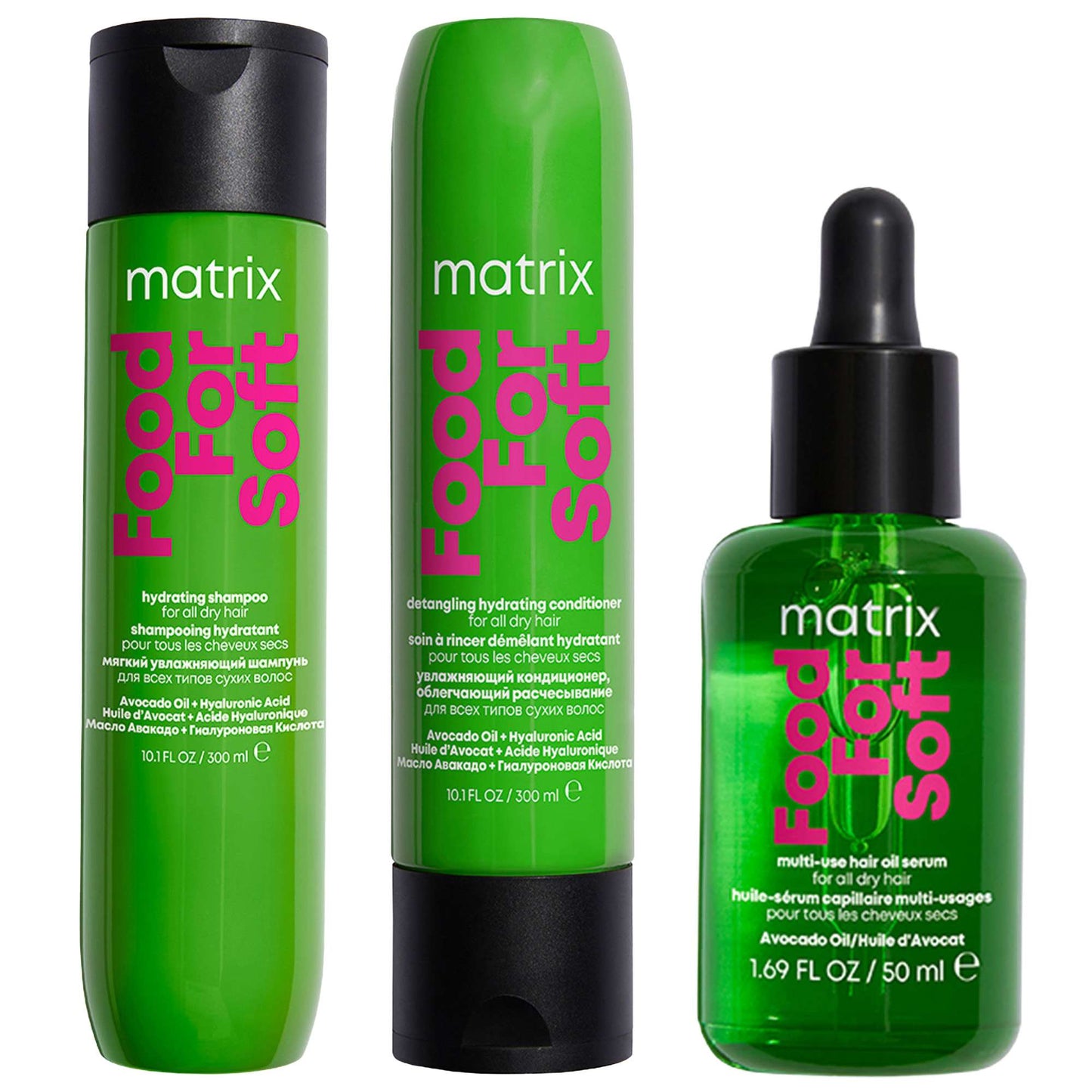 Matrix  Trio: Food for Soft Shampoo 300ml, Conditioner and Hair Oil 50ml