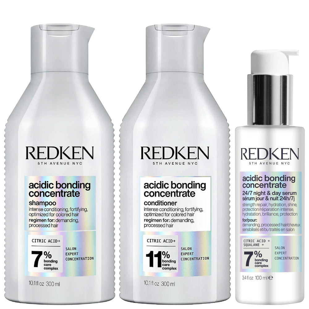 Redken  Trio: Concentrate Shampoo 300ml, Conditioner 300ml & Concentrate 24/7 Night & Day Serum 100ml