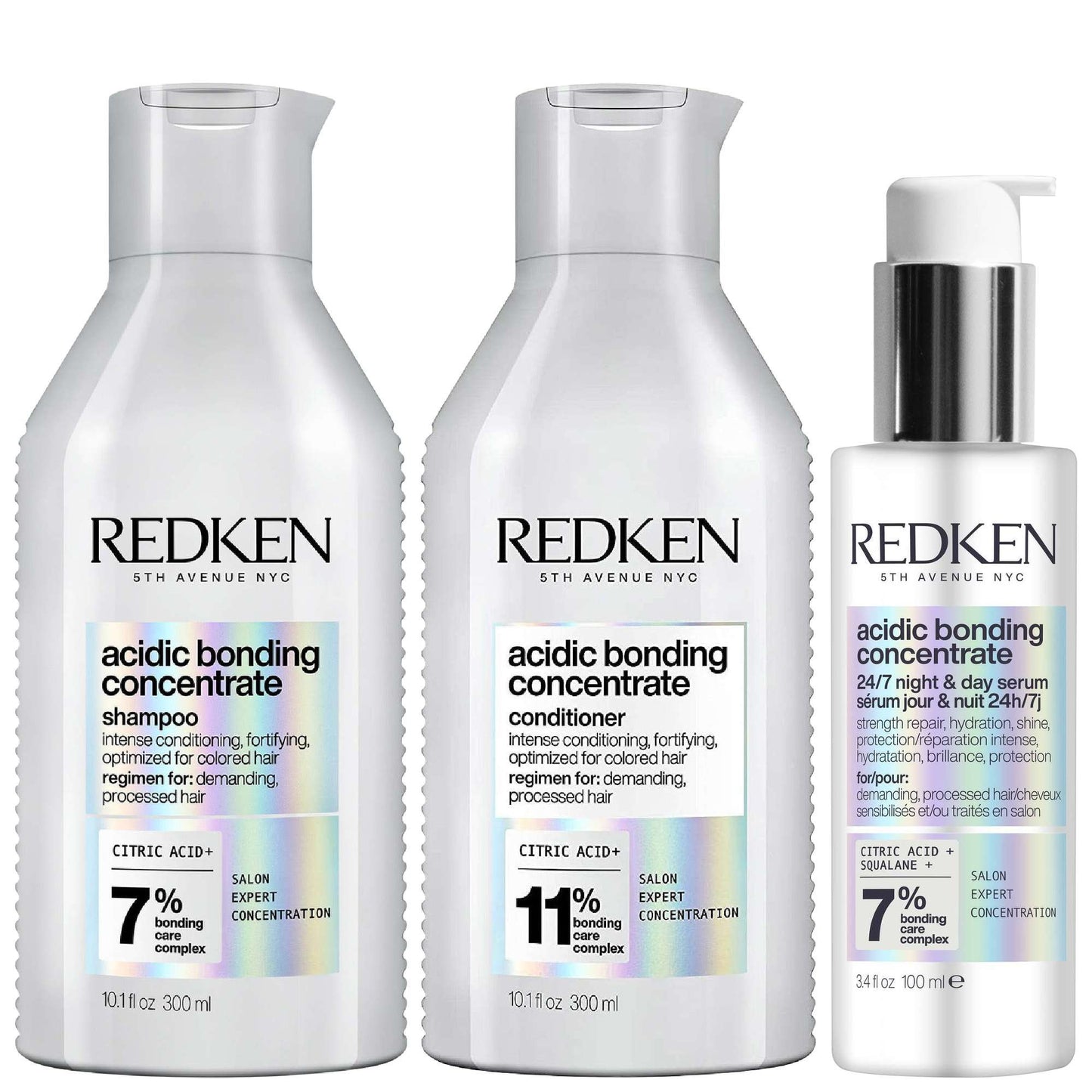 Redken  Trio: Concentrate Shampoo 300ml, Conditioner 300ml & Concentrate 24/7 Night & Day Serum 100ml