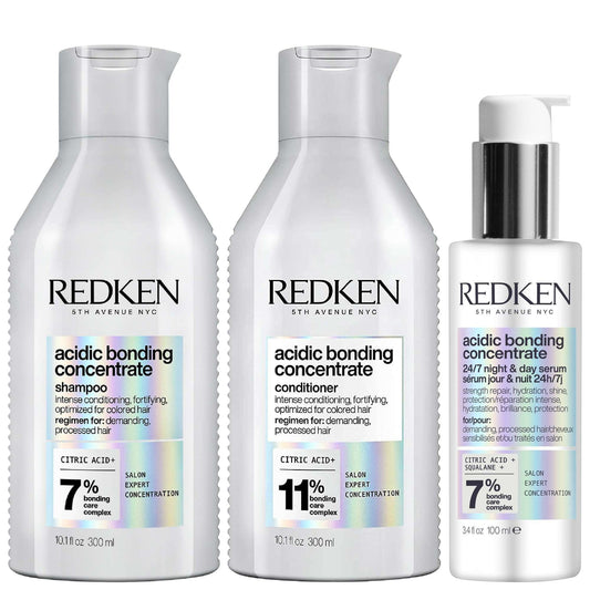 Redken  Trio: Concentrate Shampoo 300ml, Conditioner 300ml & Concentrate 24/7 Night & Day Serum 100ml