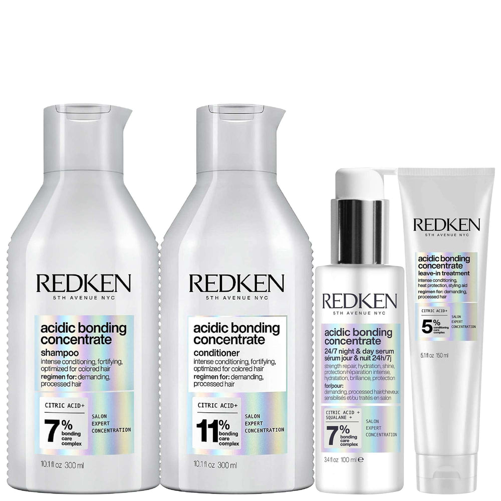 Redken  Set: Acidic Bonding Shampoo 300ml, Conditioner 300ml, Treatment 150ml & Serum 100ml