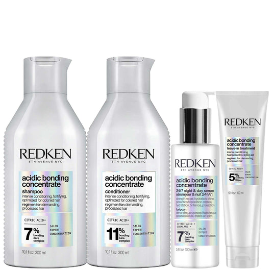 Redken  Set: Acidic Bonding Shampoo 300ml, Conditioner 300ml, Treatment 150ml & Serum 100ml