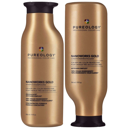 Pureology  Duo: Nanoworks Gold Shampoo and Conditioner 266ml For Dry, Tired Hair