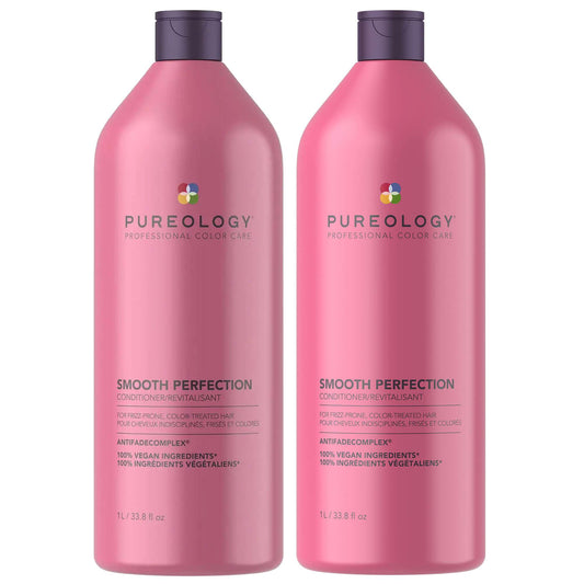 Pureology  Duo: Smooth Perfection Shampoo and Conditioner 1000ml For Frizz Prone, Colour Treated Hair
