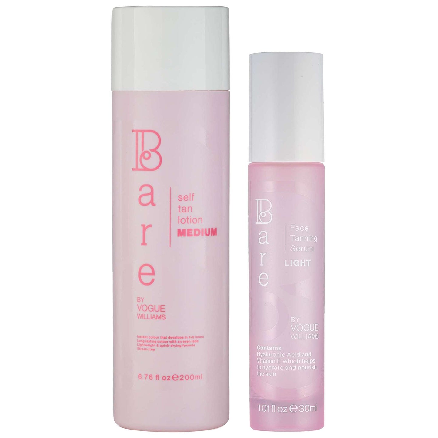 Bare by Vogue  Duo: Tanning Serum Light 30ml & Body Self Tan Lotion Medium 200ml