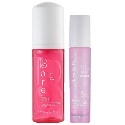 Bare by Vogue  Duo: Face Tanning Serum Medium 30ml & Body Clear Tan Water Dark 150ml