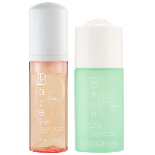 Bare by Vogue  Duo: Body Clear Tan Water Medium 150ml & Face Tanning Drops Light/Medium 30ml
