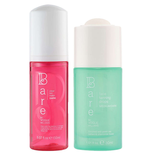 Bare by Vogue  Duo: Body Clear Tan Water Dark 150ml & Face Tanning Drops Medium/Dark 30ml