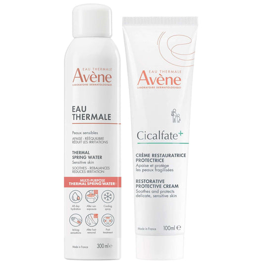 Avène  Duo: Thermal Spring Water Spray 300ml, Cicalfate+ Restorative Protective Cream 100ml
