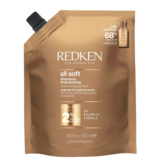 Redken All Soft Shampoo Refill Pouch 500ml (Launch 01/09/2025)