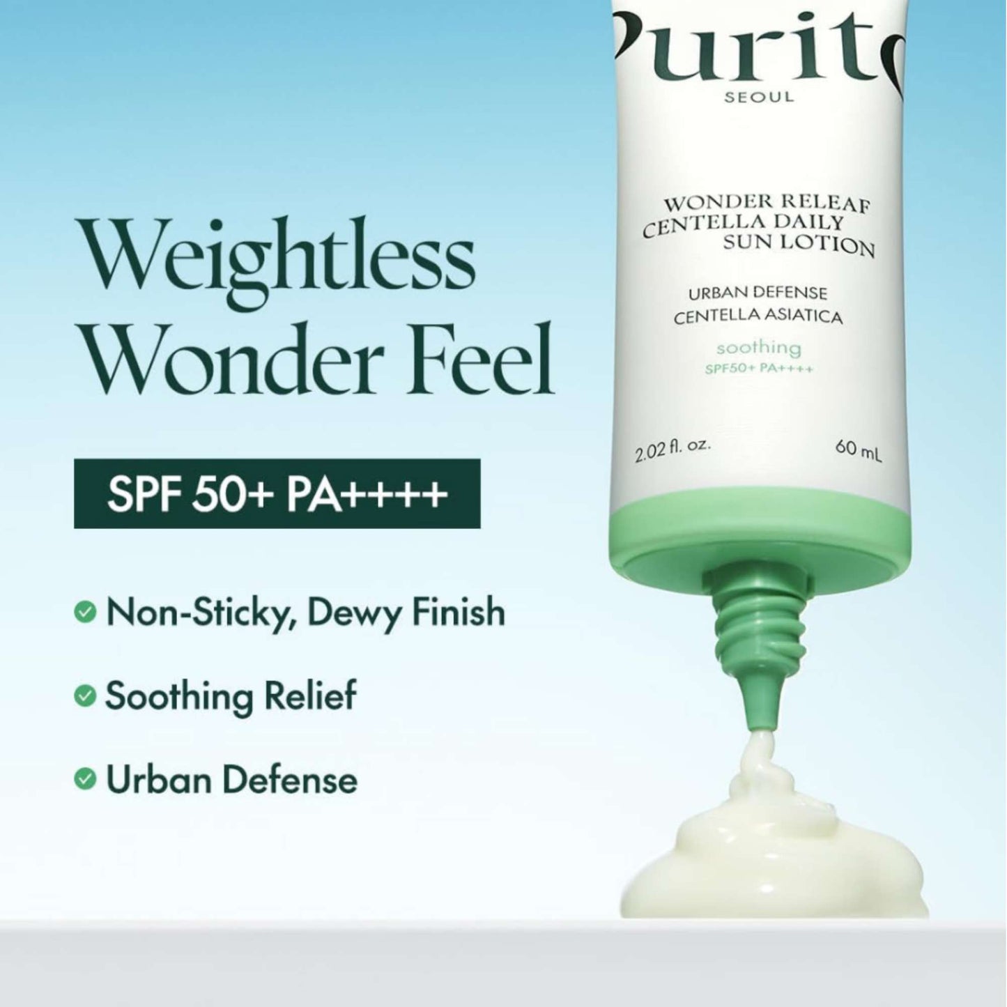 Purito Sun Care Wonder Releaf Centella Daily Sun Lotion SPF50+ PA++++ 60ml - Additional 2
