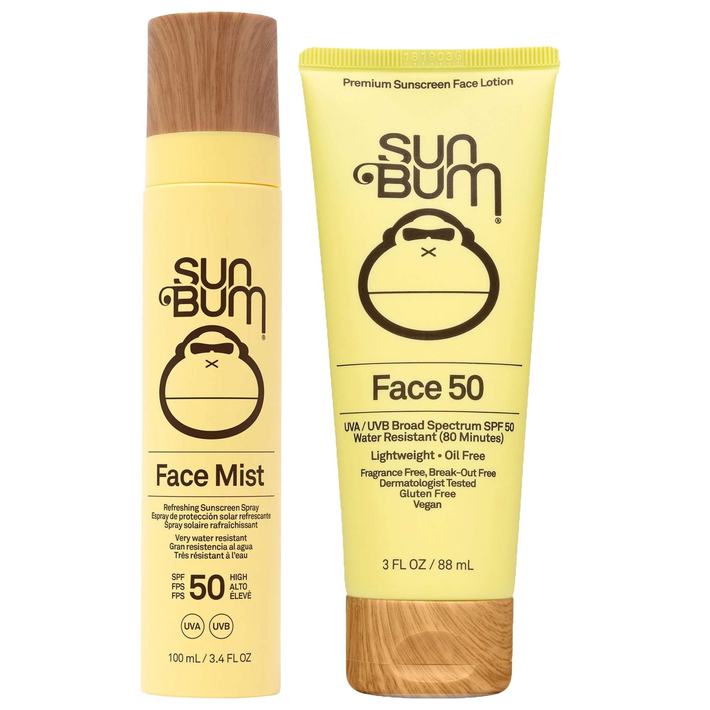 Sun Bum  Duo: Face Mist SPF50 100ml & Original SPF50 Sunscreen Face Lotion 88ml