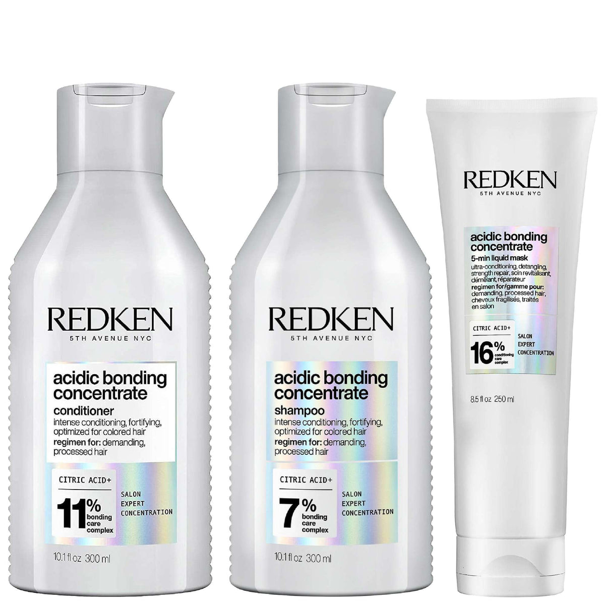 Redken  Trio: Acidic Bonding Concentrate Shampoo, Conditioner and 5-Minute Liquid Hair Mask Bond Repair Bundle