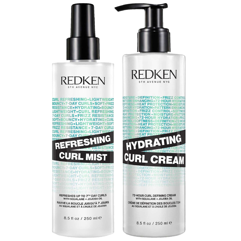 Redken  Duo: Hydrating Curl Defining Cream and Refreshing Curl Hair Mist Bundle for Curly and Coily Hair
