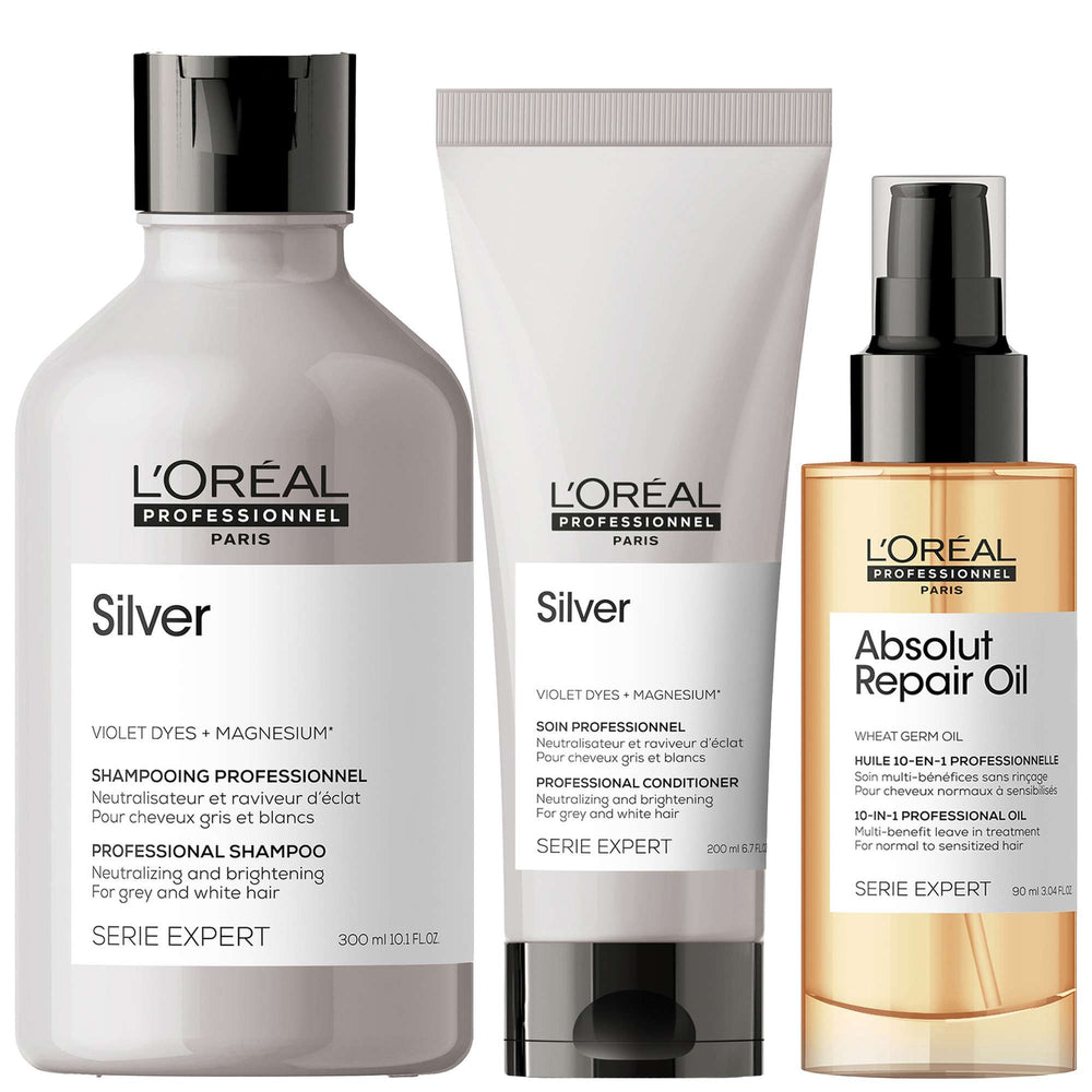 L'Oréal Professionnel  Trio: Silver Shampoo, Conditioner and Oil